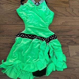 Green and Black Dance Costume with Ruffle Details